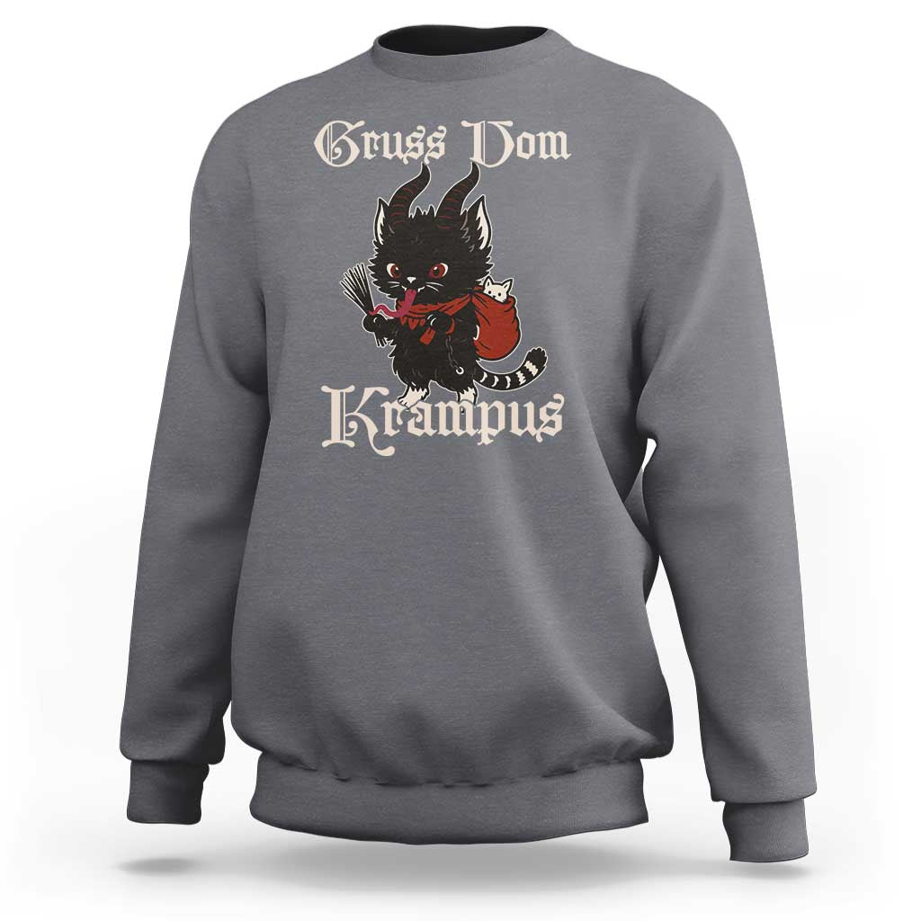 Christmas Krampus Cat Sweatshirt Gruss Vom Krampus Pagan Yule Xmas - Wonder Print Shop