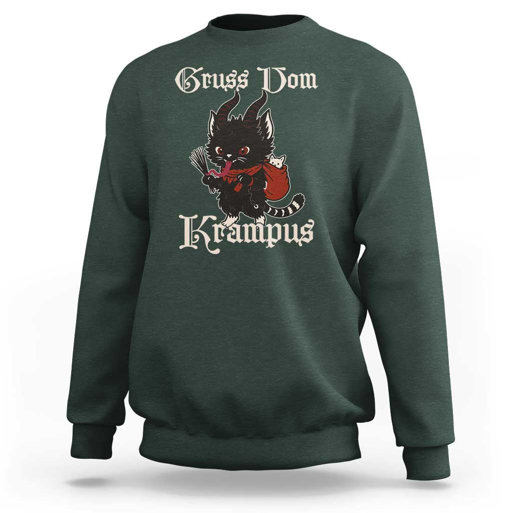 Christmas Krampus Cat Sweatshirt Gruss Vom Krampus Pagan Yule Xmas - Wonder Print Shop