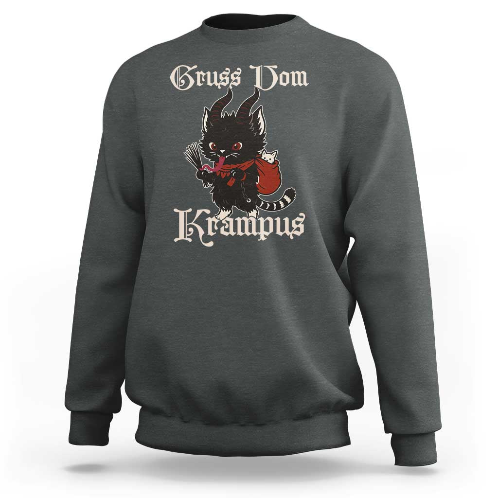 Christmas Krampus Cat Sweatshirt Gruss Vom Krampus Pagan Yule Xmas - Wonder Print Shop