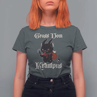 Christmas Krampus Cat T Shirt For Women Gruss Vom Krampus Pagan Yule Xmas - Wonder Print Shop