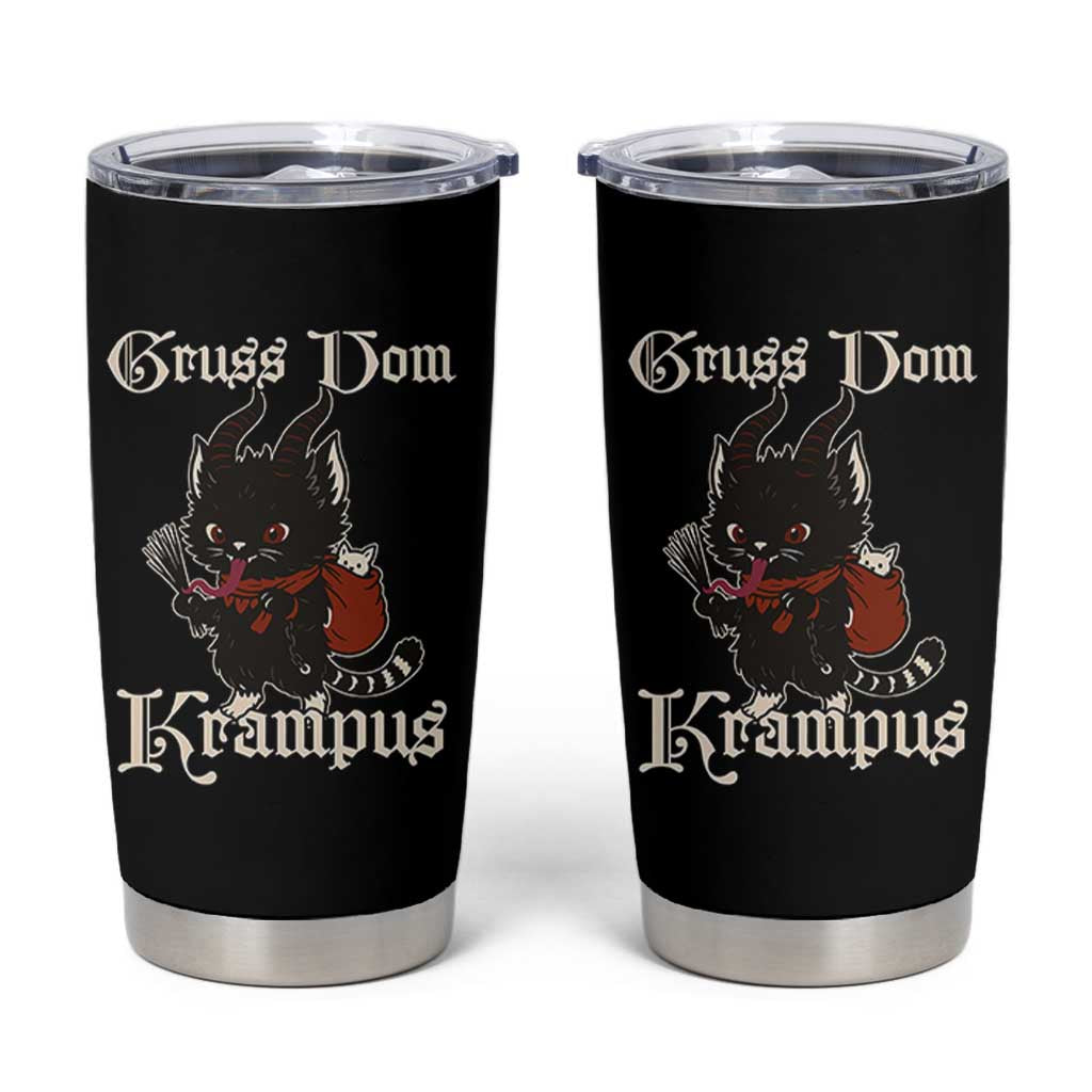 Christmas Krampus Cat Tumbler Cup Gruss Vom Krampus Pagan Yule Xmas - Wonder Print Shop