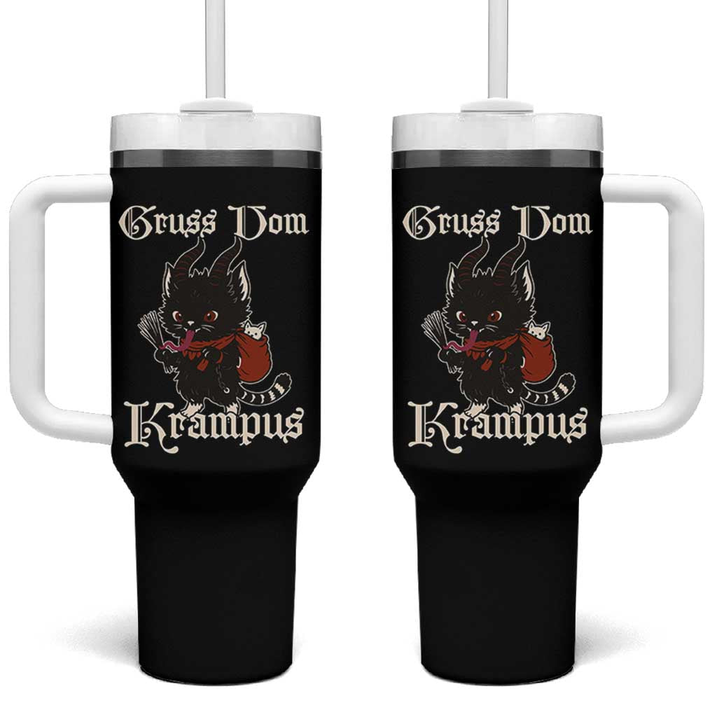 Christmas Krampus Cat Tumbler With Handle Gruss Vom Krampus Pagan Yule Xmas - Wonder Print Shop