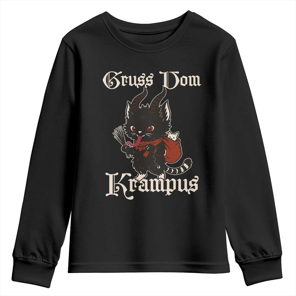 Christmas Krampus Cat Youth Sweatshirt Gruss Vom Krampus Pagan Yule Xmas - Wonder Print Shop
