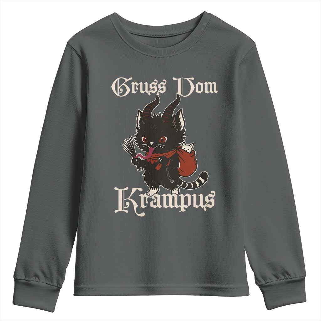 Christmas Krampus Cat Youth Sweatshirt Gruss Vom Krampus Pagan Yule Xmas - Wonder Print Shop