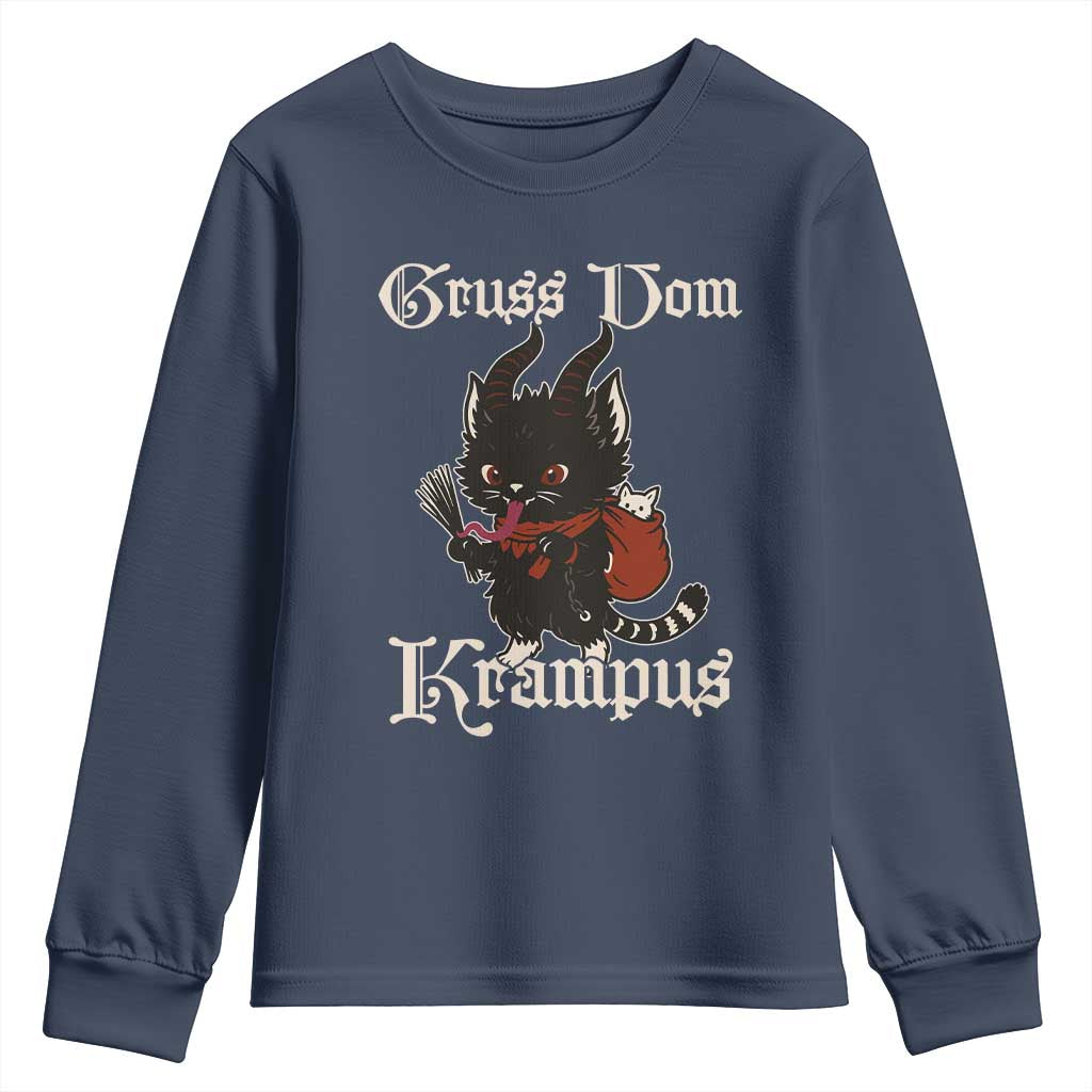 Christmas Krampus Cat Youth Sweatshirt Gruss Vom Krampus Pagan Yule Xmas - Wonder Print Shop