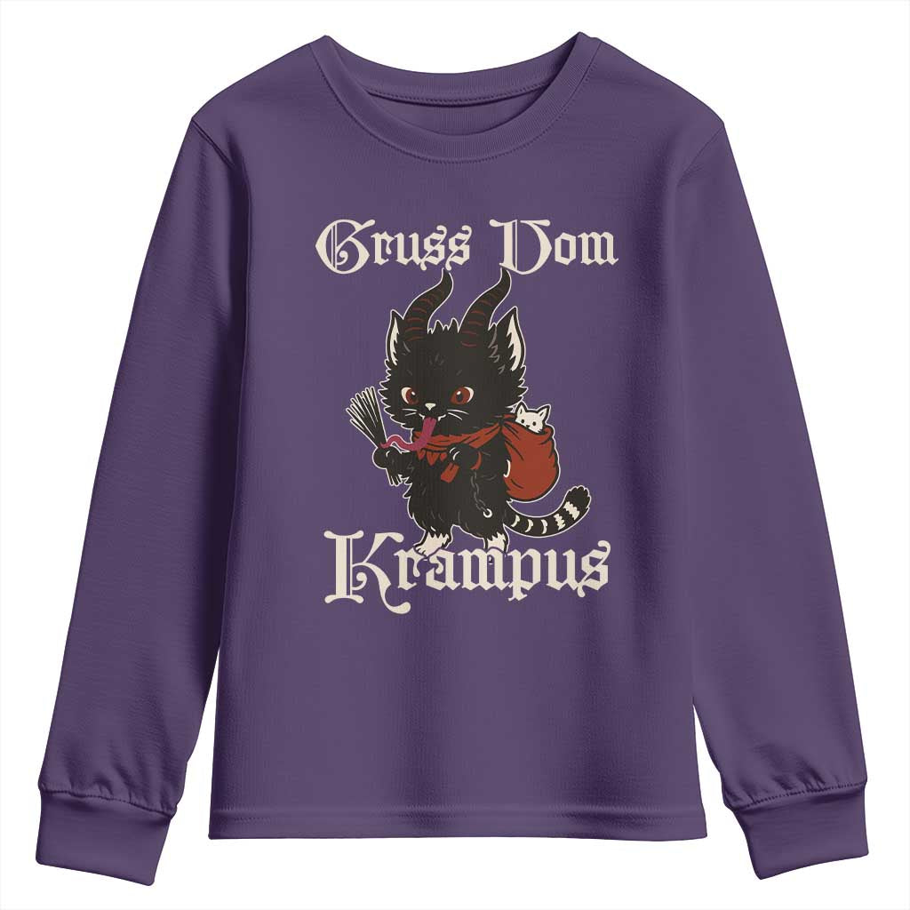Christmas Krampus Cat Youth Sweatshirt Gruss Vom Krampus Pagan Yule Xmas - Wonder Print Shop