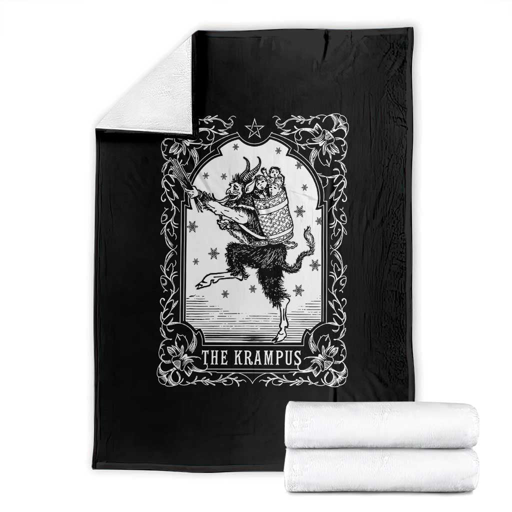 Christmas Krampus Throw Blanket Pagan Yule Nordic Xmas Krampus Evil Tarot Card - Wonder Print Shop