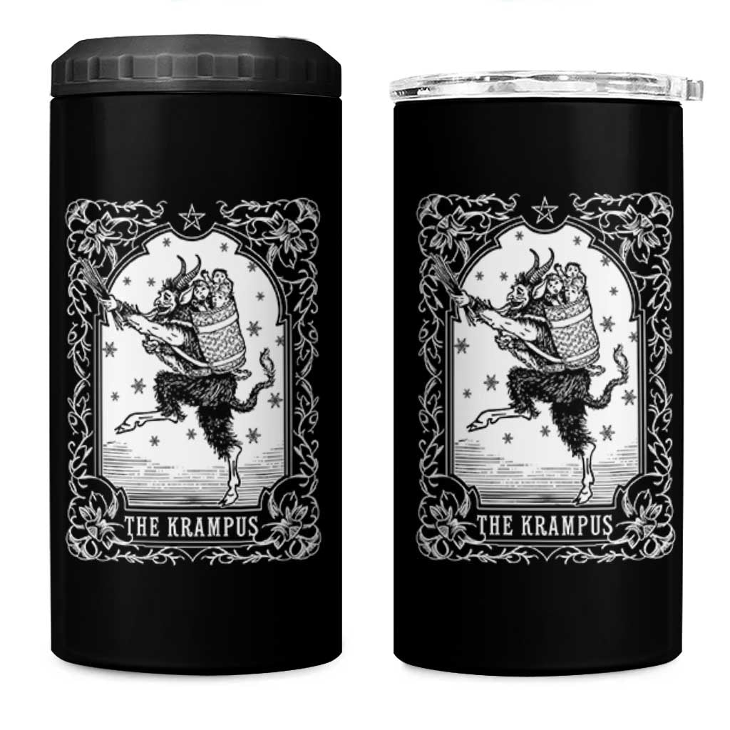 Christmas Krampus 4 in 1 Can Cooler Tumbler Pagan Yule Nordic Xmas Krampus Evil Tarot Card - Wonder Print Shop