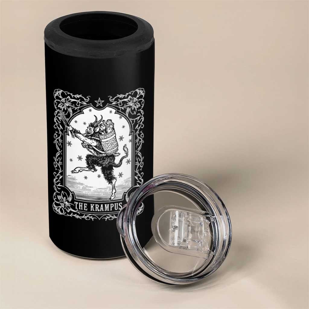 Christmas Krampus 4 in 1 Can Cooler Tumbler Pagan Yule Nordic Xmas Krampus Evil Tarot Card - Wonder Print Shop