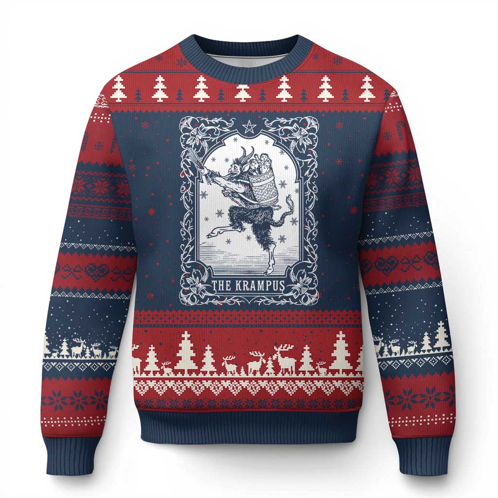 Xmas Krampus Ugly Christmas Sweater Pagan Yule Nordic Xmas Krampus Evil Tarot Card - Wonder Print Shop