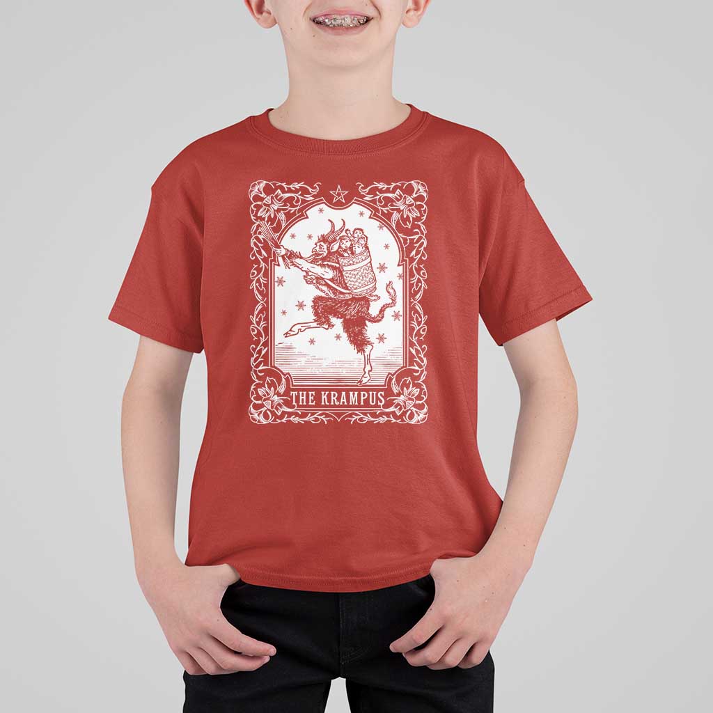 Christmas Krampus T Shirt For Kid Pagan Yule Nordic Xmas Krampus Evil Tarot Card - Wonder Print Shop