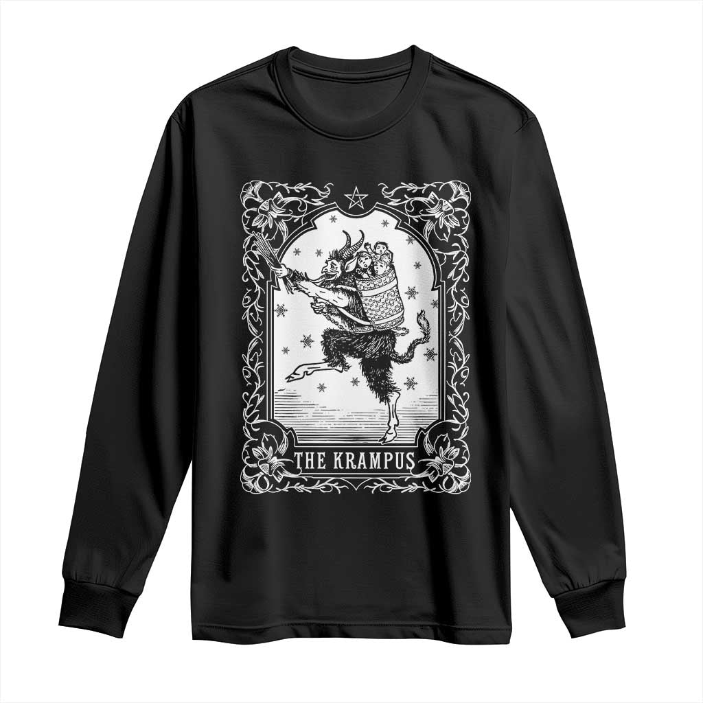 Christmas Krampus Long Sleeve Shirt Pagan Yule Nordic Xmas Krampus Evil Tarot Card - Wonder Print Shop