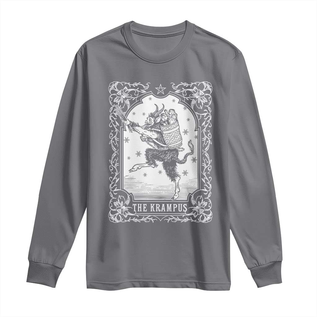 Christmas Krampus Long Sleeve Shirt Pagan Yule Nordic Xmas Krampus Evil Tarot Card - Wonder Print Shop
