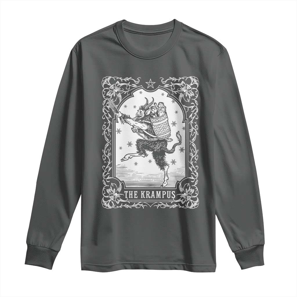 Christmas Krampus Long Sleeve Shirt Pagan Yule Nordic Xmas Krampus Evil Tarot Card - Wonder Print Shop