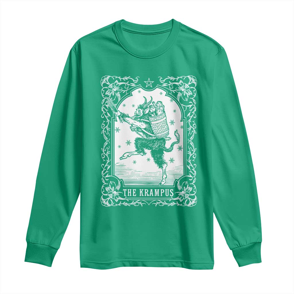 Christmas Krampus Long Sleeve Shirt Pagan Yule Nordic Xmas Krampus Evil Tarot Card - Wonder Print Shop