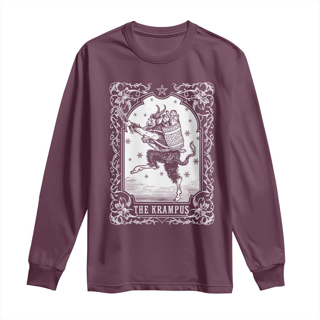 Christmas Krampus Long Sleeve Shirt Pagan Yule Nordic Xmas Krampus Evil Tarot Card - Wonder Print Shop