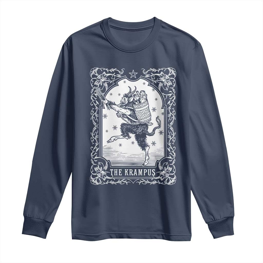 Christmas Krampus Long Sleeve Shirt Pagan Yule Nordic Xmas Krampus Evil Tarot Card - Wonder Print Shop