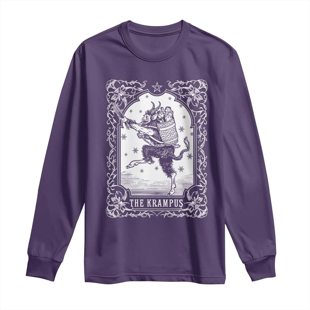 Christmas Krampus Long Sleeve Shirt Pagan Yule Nordic Xmas Krampus Evil Tarot Card - Wonder Print Shop