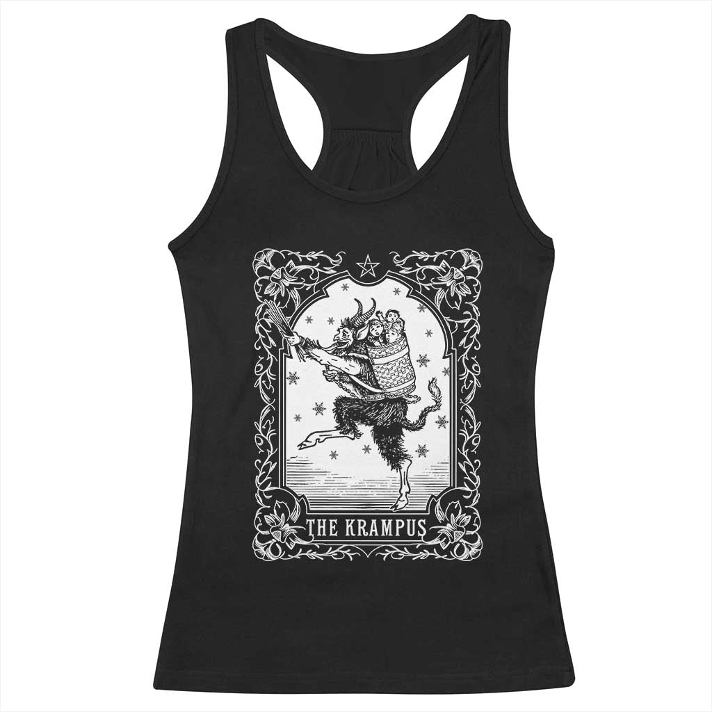Christmas Krampus Racerback Tank Top Pagan Yule Nordic Xmas Krampus Evil Tarot Card - Wonder Print Shop