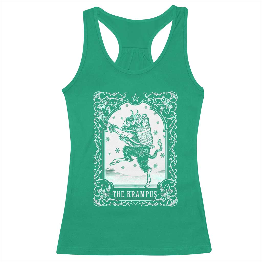 Christmas Krampus Racerback Tank Top Pagan Yule Nordic Xmas Krampus Evil Tarot Card - Wonder Print Shop