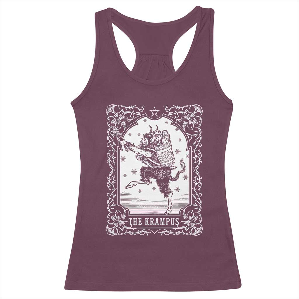 Christmas Krampus Racerback Tank Top Pagan Yule Nordic Xmas Krampus Evil Tarot Card - Wonder Print Shop