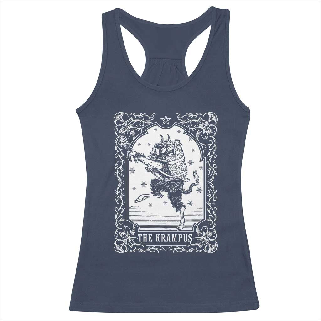 Christmas Krampus Racerback Tank Top Pagan Yule Nordic Xmas Krampus Evil Tarot Card - Wonder Print Shop