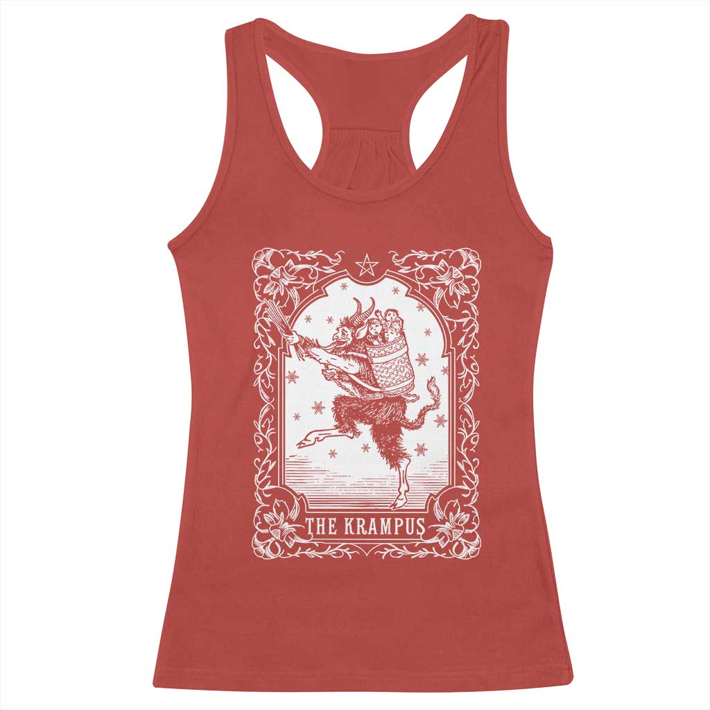 Christmas Krampus Racerback Tank Top Pagan Yule Nordic Xmas Krampus Evil Tarot Card - Wonder Print Shop