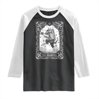 Christmas Krampus Raglan Shirt Pagan Yule Nordic Xmas Krampus Evil Tarot Card - Wonder Print Shop