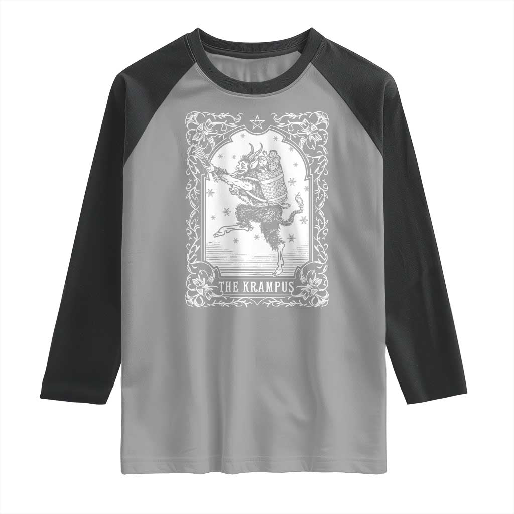Christmas Krampus Raglan Shirt Pagan Yule Nordic Xmas Krampus Evil Tarot Card - Wonder Print Shop