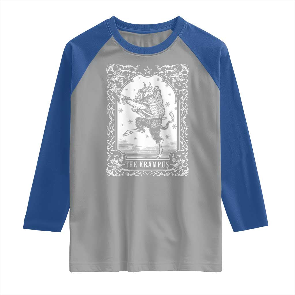 Christmas Krampus Raglan Shirt Pagan Yule Nordic Xmas Krampus Evil Tarot Card - Wonder Print Shop