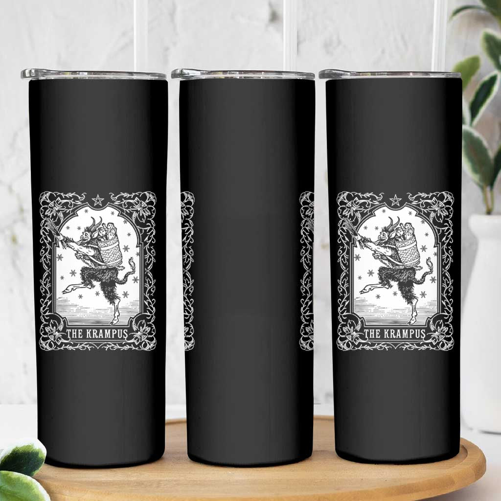 Christmas Krampus Skinny Tumbler Pagan Yule Nordic Xmas Krampus Evil Tarot Card - Wonder Print Shop