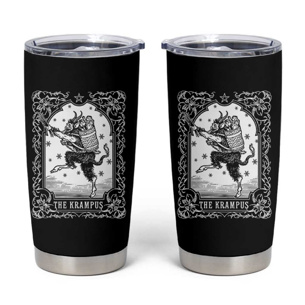 Christmas Krampus Tumbler Cup Pagan Yule Nordic Xmas Krampus Evil Tarot Card - Wonder Print Shop