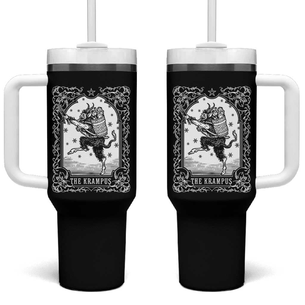 Christmas Krampus Tumbler With Handle Pagan Yule Nordic Xmas Krampus Evil Tarot Card - Wonder Print Shop
