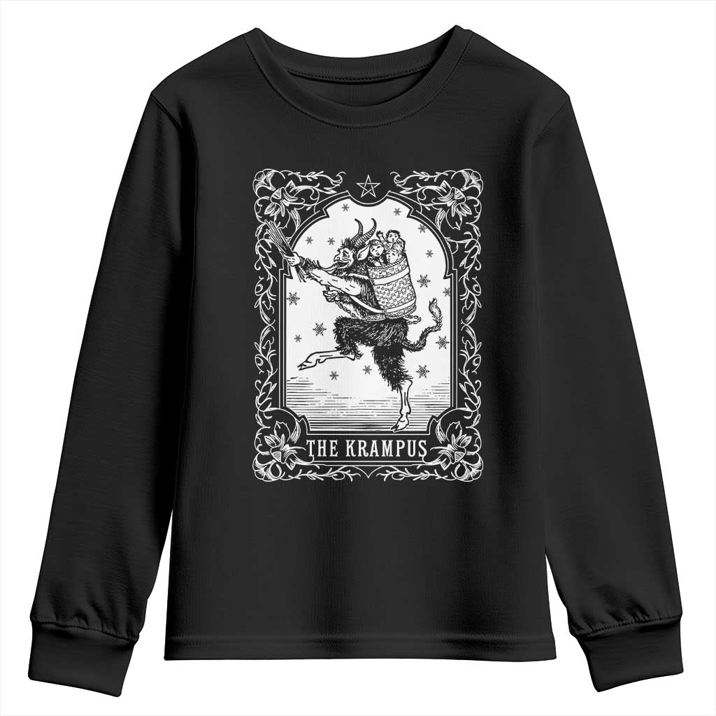 Christmas Krampus Youth Sweatshirt Pagan Yule Nordic Xmas Krampus Evil Tarot Card - Wonder Print Shop