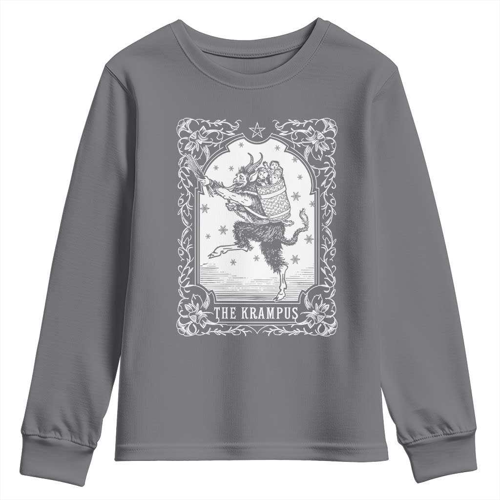 Christmas Krampus Youth Sweatshirt Pagan Yule Nordic Xmas Krampus Evil Tarot Card - Wonder Print Shop