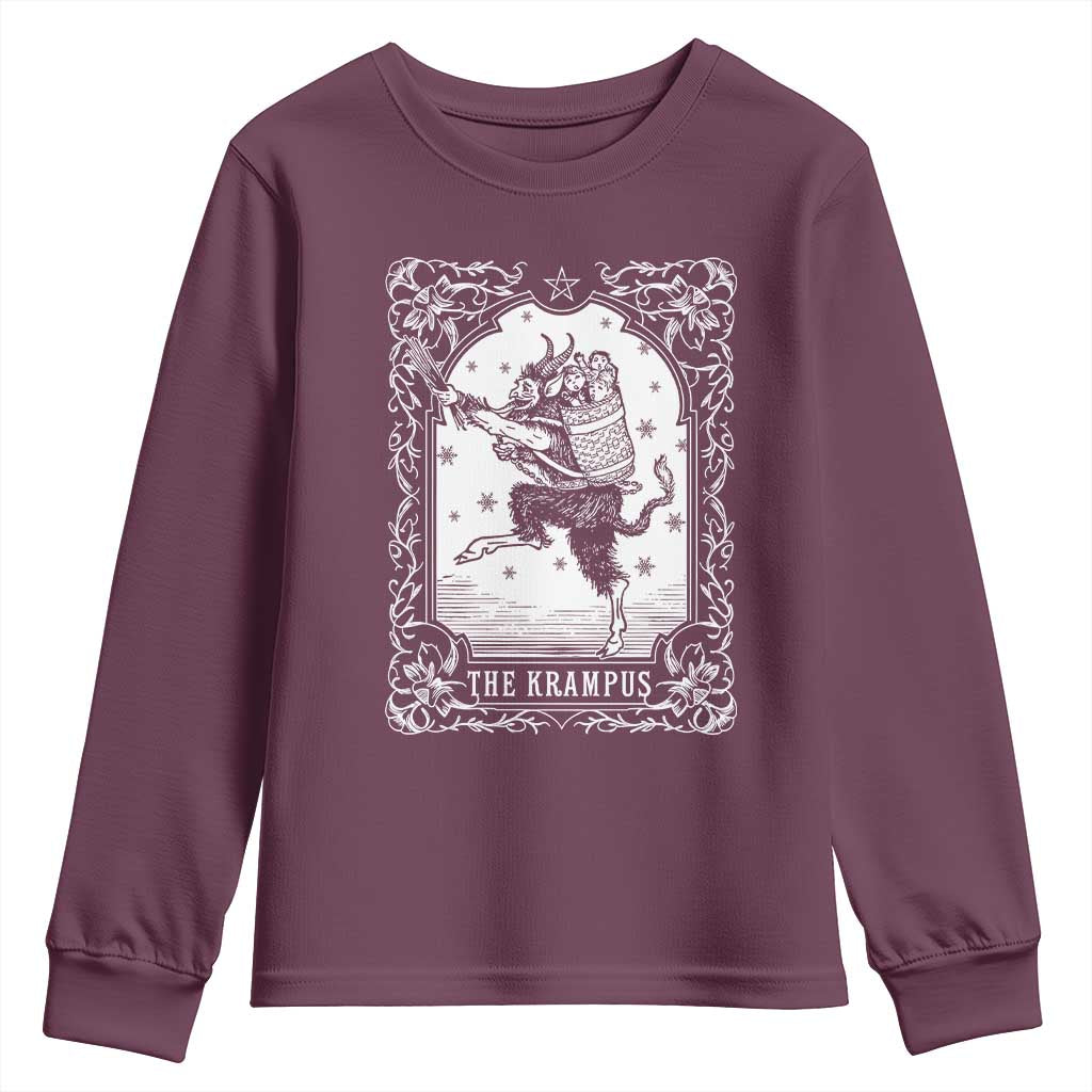 Christmas Krampus Youth Sweatshirt Pagan Yule Nordic Xmas Krampus Evil Tarot Card - Wonder Print Shop