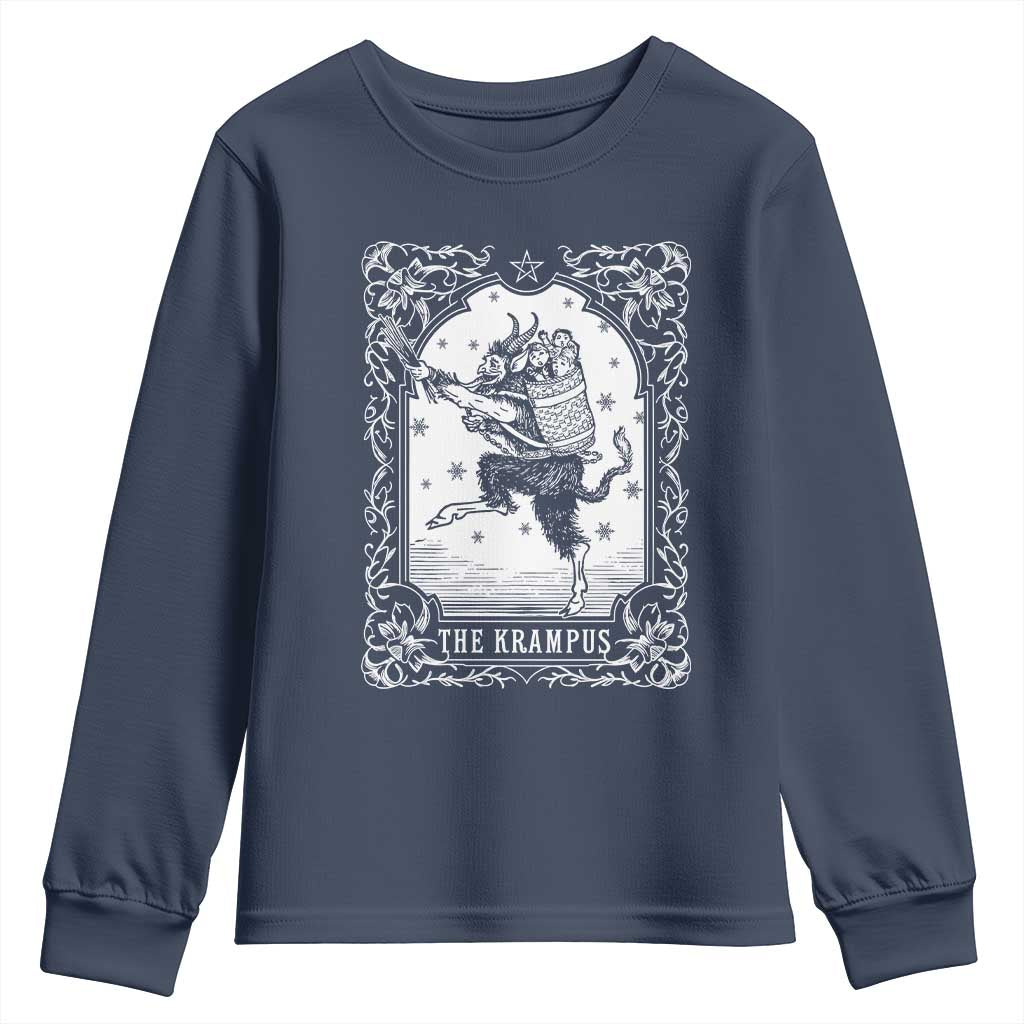 Christmas Krampus Youth Sweatshirt Pagan Yule Nordic Xmas Krampus Evil Tarot Card - Wonder Print Shop