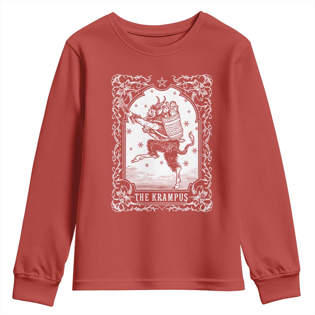 Christmas Krampus Youth Sweatshirt Pagan Yule Nordic Xmas Krampus Evil Tarot Card - Wonder Print Shop