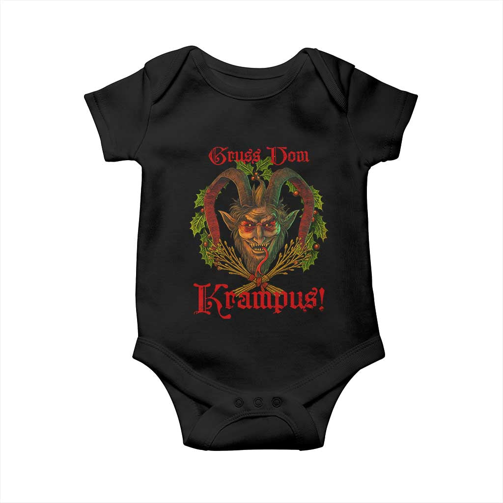 Nordic Christmas Krampus Baby Onesie Gruss Vom Krampus Pagan Yule Xmas - Wonder Print Shop