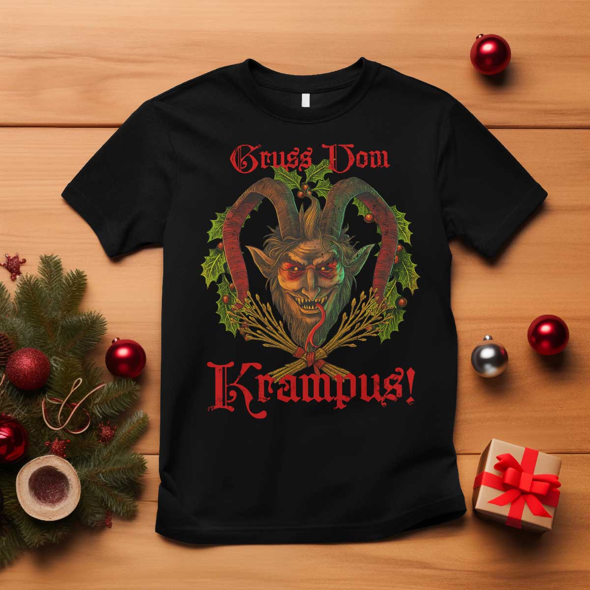 Nordic Christmas Krampus T Shirt Gruss Vom Krampus Pagan Yule Xmas - Wonder Print Shop