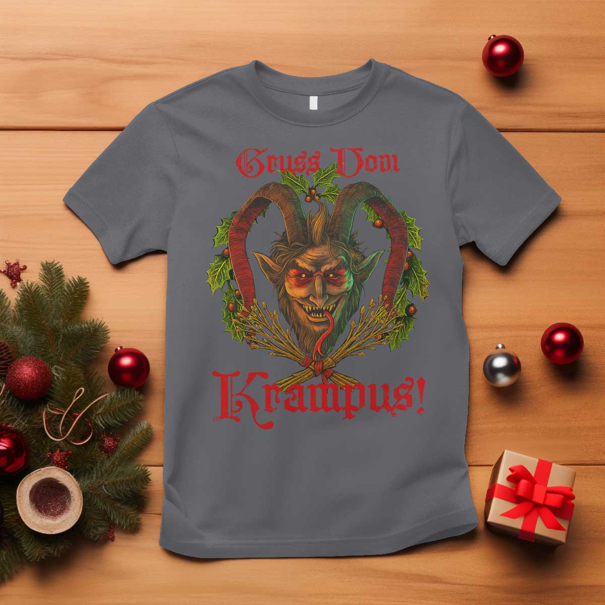 Nordic Christmas Krampus T Shirt Gruss Vom Krampus Pagan Yule Xmas - Wonder Print Shop