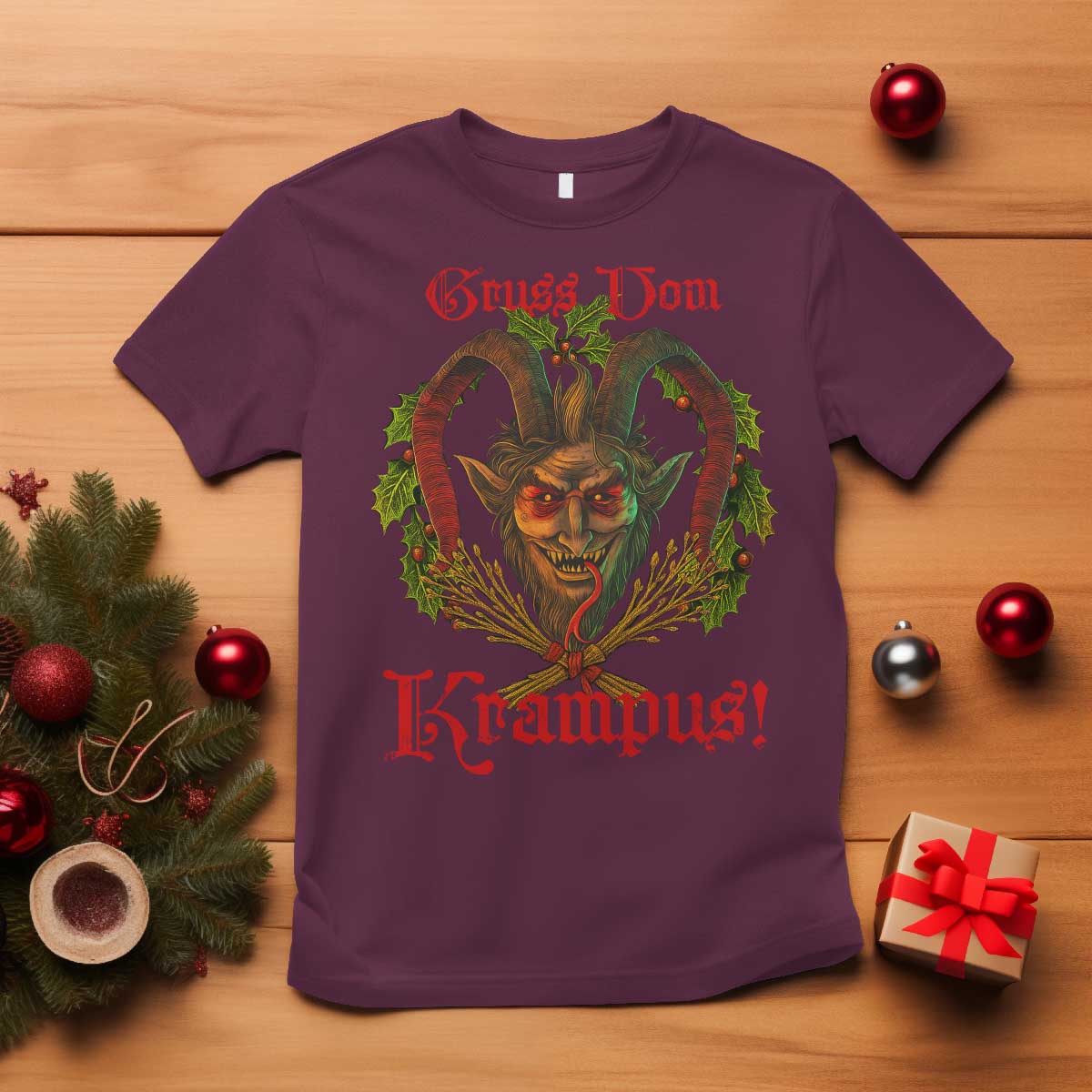 Nordic Christmas Krampus T Shirt Gruss Vom Krampus Pagan Yule Xmas - Wonder Print Shop
