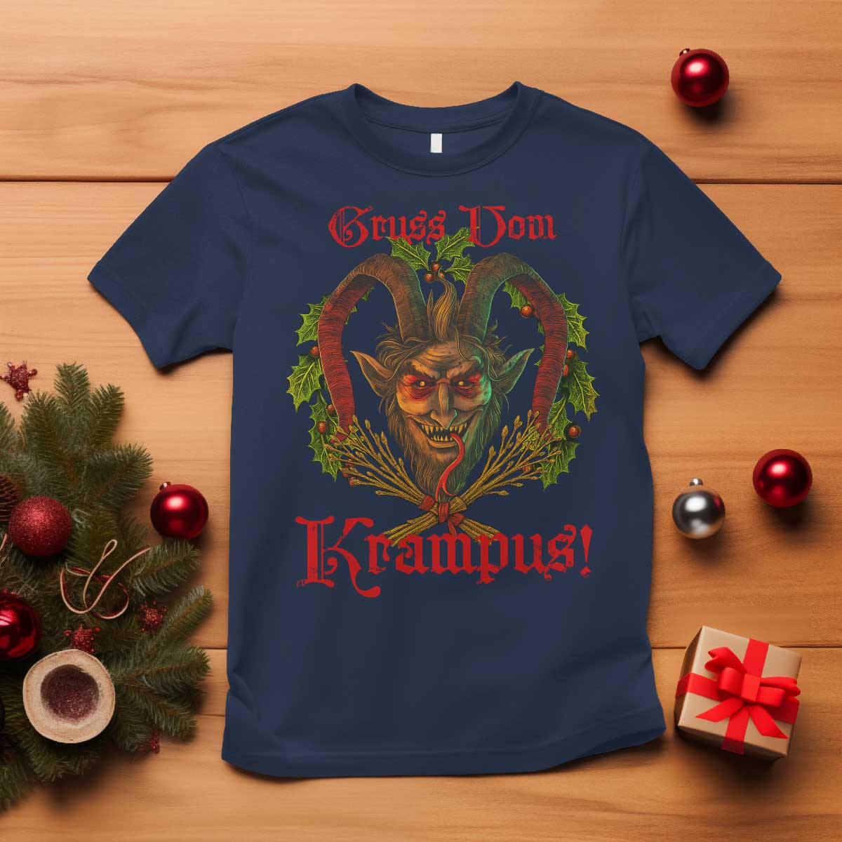 Nordic Christmas Krampus T Shirt Gruss Vom Krampus Pagan Yule Xmas - Wonder Print Shop