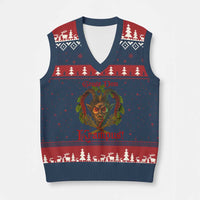 Nordic Xmas Krampus V-Neck Knit Sweater Vest Gruss Vom Krampus Pagan Yule Xmas - Wonder Print Shop
