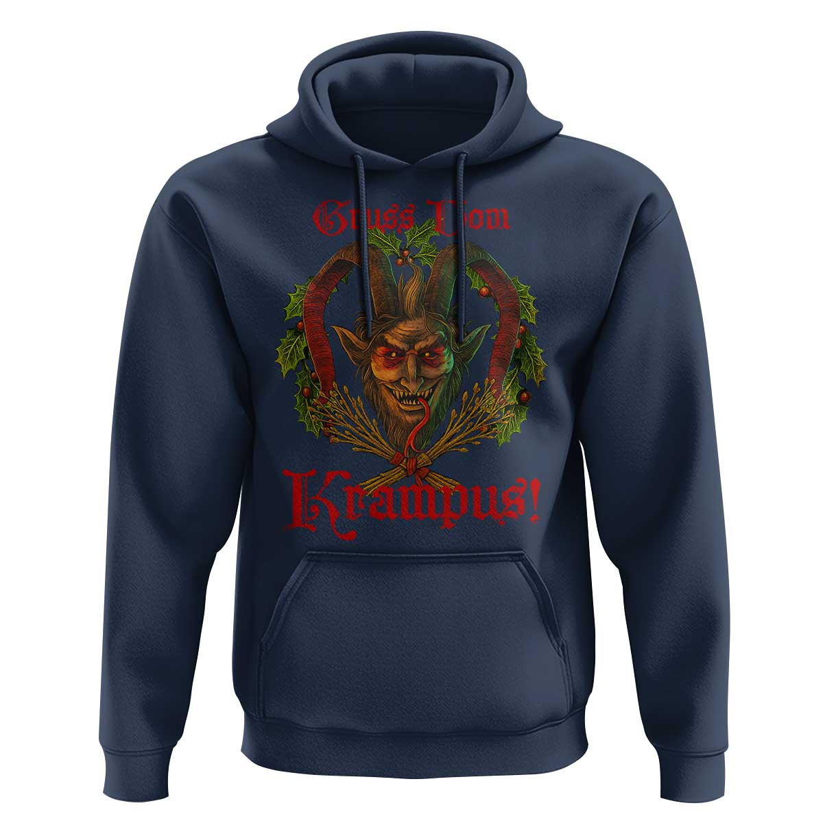 Nordic Christmas Krampus Hoodie Gruss Vom Krampus Pagan Yule Xmas - Wonder Print Shop
