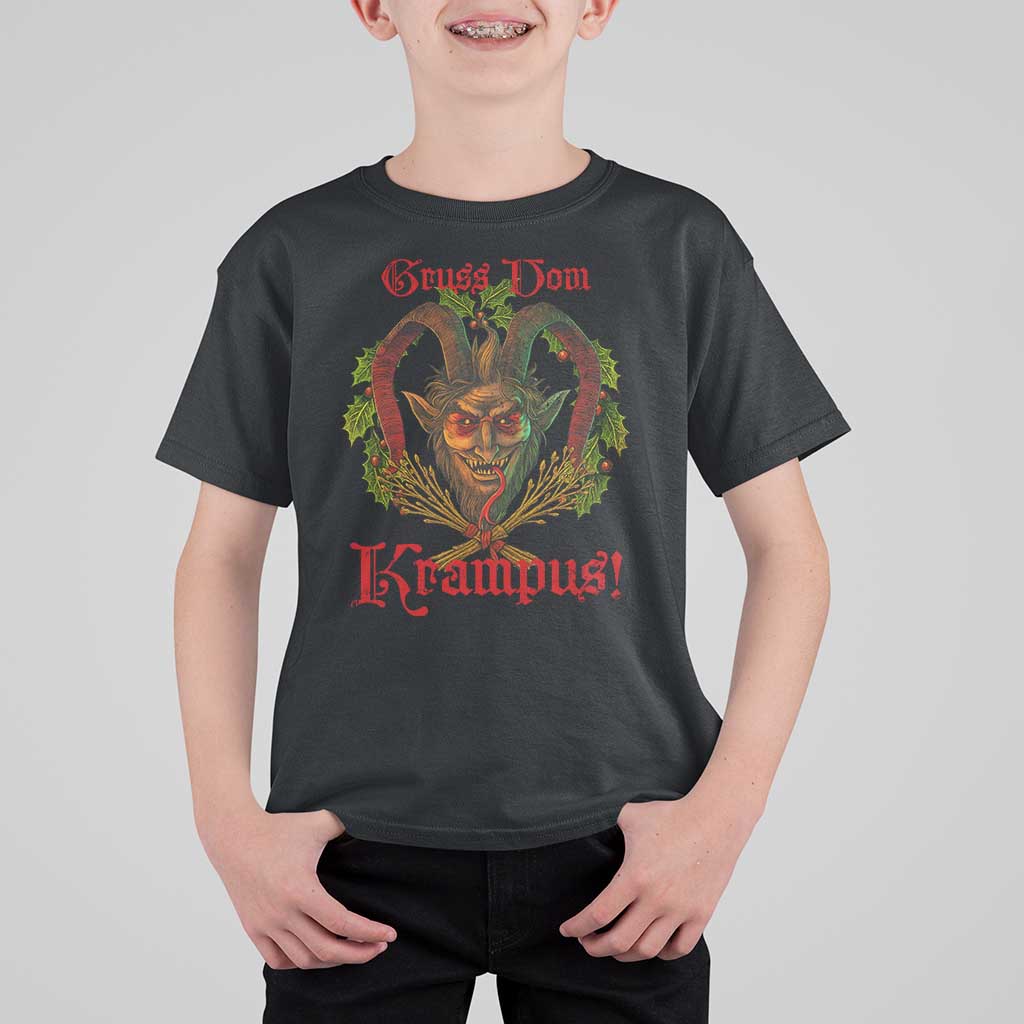 Nordic Christmas Krampus T Shirt For Kid Gruss Vom Krampus Pagan Yule Xmas - Wonder Print Shop
