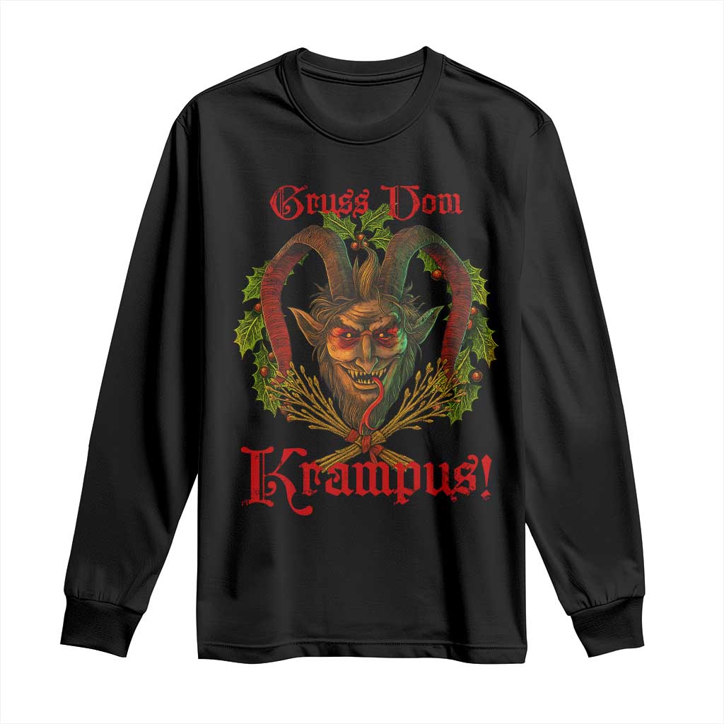 Nordic Christmas Krampus Long Sleeve Shirt Gruss Vom Krampus Pagan Yule Xmas - Wonder Print Shop