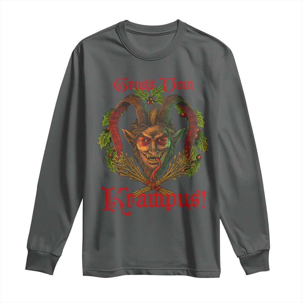 Nordic Christmas Krampus Long Sleeve Shirt Gruss Vom Krampus Pagan Yule Xmas - Wonder Print Shop