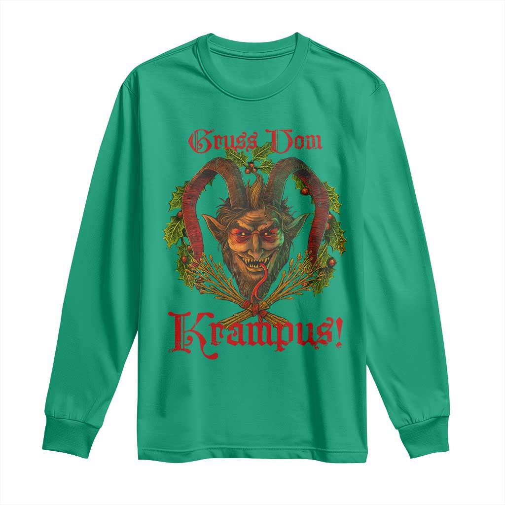 Nordic Christmas Krampus Long Sleeve Shirt Gruss Vom Krampus Pagan Yule Xmas - Wonder Print Shop