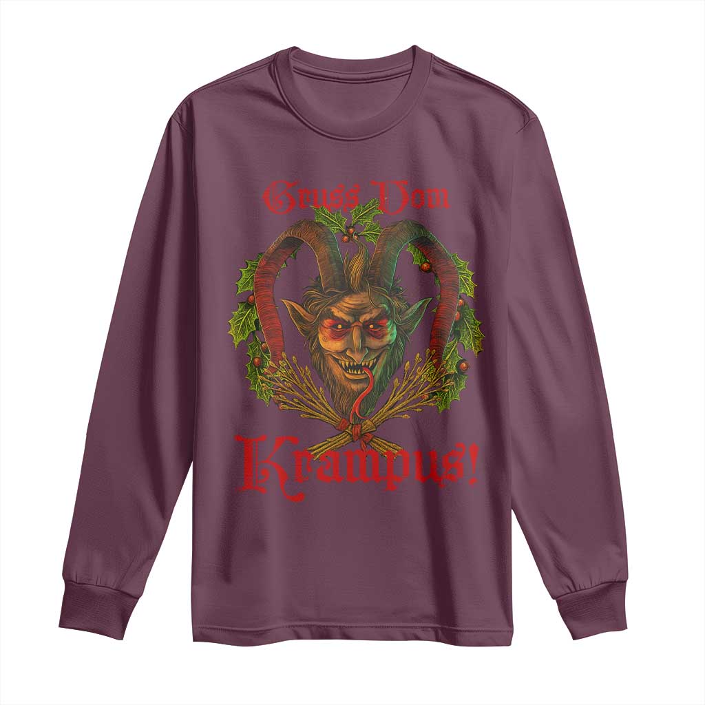 Nordic Christmas Krampus Long Sleeve Shirt Gruss Vom Krampus Pagan Yule Xmas - Wonder Print Shop